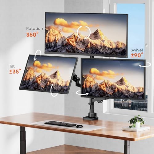 Triple Monitor Mount for up to 35’’ Ultrawide Screens, Heavy Duty,Black