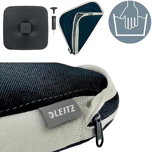 Leitz Ergo Active Wobble Cushion, Ergonomic Seat Cushion, Square Seat Pad for Improved Ergonomics, Seat Cushion for Office Chair with Velvet Grey Cover, 65400089