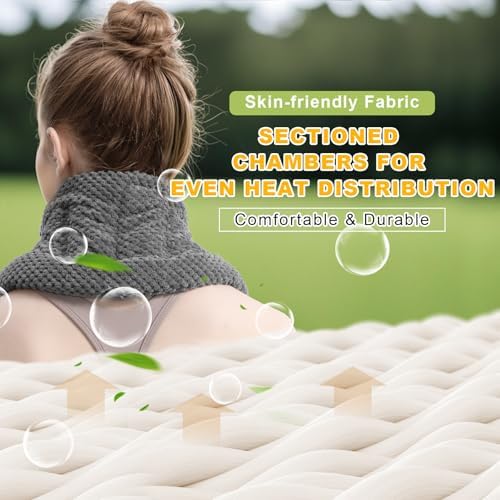 UNCN Long Wide Heating Pad for Neck and Shoulders Back 33x5.9 Microwavable Large Moist Heat Pack Warm Hot Compress Neck Wrap Weighted Bag Massage Reusable Herbal Nature Calming Portable 1.95Pounds