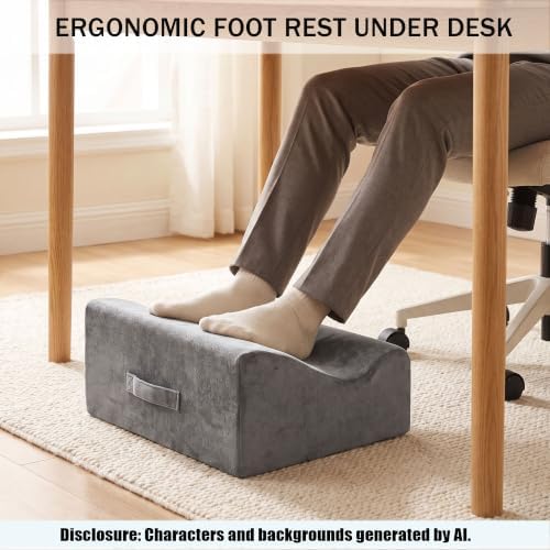 Large Foot Rest for Under Desk at Work, Footrest with Washable Cover for Office,Multifunctional Home Footrest,Dark Gray+AA