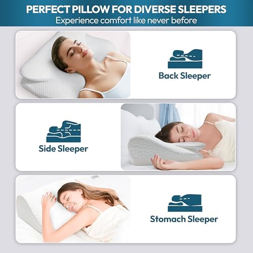 Cervical Neck Pillow for Sleeping – Memory Foam Cervical Pillow for Neck Pain Relief – Ergonomic Side Sleeper Pillow for Adults – Cooling Cervical Neck Pillow for Better Sleep & Support