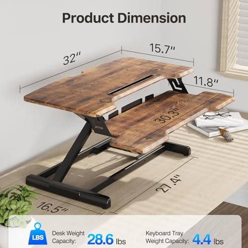 32" Standing Desk Converter, Quick Sit to Stand Desk Riser