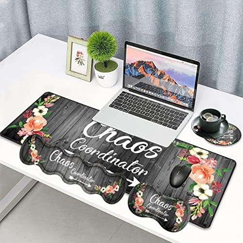 Large Gaming Mouse Pad, Keyboard Wrist Rest pad + Mouse Wrist pad + Coaster Set Extended Waterproof Non-Slip Table mat Suitable for Home Office Learning Games - Chaos Coordinator