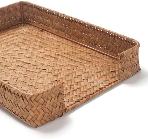 Seagrass Letter Tray for A4 File Woven Desk Tray Organizer for Paper Folder Mail Document Magazine Storage Basket for Office