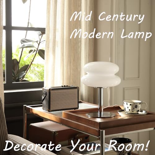 Glivpny Mushroom Lamp Table Lamp, Mid Century Modern Table Lamps(White)