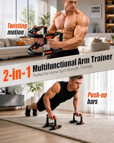 Chest Workout Equipment 3-in-1 Adjustable Twister Arm Trainer 60-140lbs