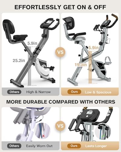 pooboo Folding Magnetic X‑Bike, Upright Exercise Bike for Home Gym