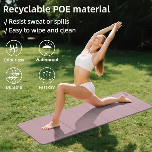 WEILA 1/2 Inch 70"x24" Foldable TPE Yoga Mat, Thick Non Slip Pilates Mat