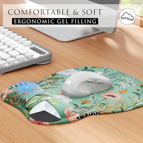 MROCO Ergonomic Mouse Pad Gel Wrist Rest, 9.4 x 8.1 in, Garden Whispers