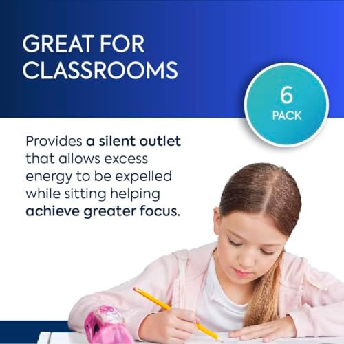 Bouncyband Wiggle Feet, Dark Blue, 6 Pack – Sensory Foot Cushion Quietly Facilitates Movement to Help Improve Concentration - 12” x 9” x 2.5” Sensory Tool, Ideal for The Classroom, Work, or at Home