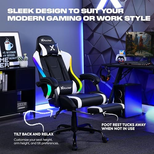 X Rocker PC Computer Gaming Desk Chair with Wheels, College Dorm Room Essentials for Guys and Girls, Adjustable, Ergonomic Office Chair, Gifts for Gamers