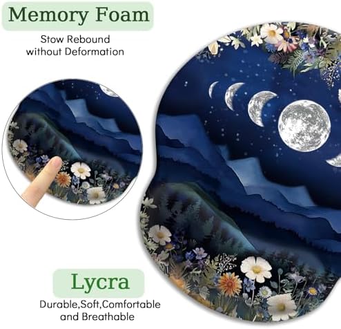 Funny Ergonomic Mouse Pad with Gel Wrist Rest, Moon Mountain
