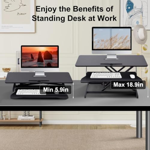 38-inch Standing Desk Converter, Height Adjustable 5.9-18.9in