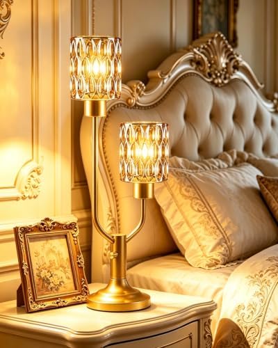 Lightdot Mid Century Modern Vintage Table Lamp Gold Glass Lamp Dimmable