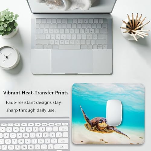 Sea Turtle Mouse Pad, Animal Hawaiian Underwater Scuba Diving Desk Mat
