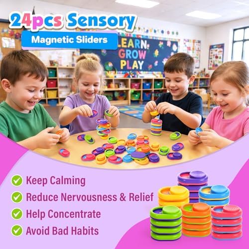 Magnetic Fidget Toys Bulk: 24Pcs Textured Sensory Clicker Toy for Kid Adult
