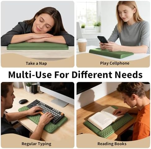 Wrist Rest with Keyboard Stand, Computer Wrist Support Pad, Ergonomic Keyboard Riser Hand Rest Soft Memory Foam Cushion Holder Gaming Typing Desk Accessories for Office Home School（Green）