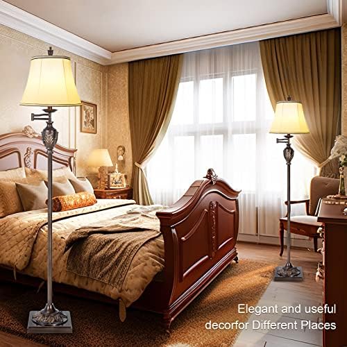 Traditional Floor Lamp with 350° Swing Arm,3 Color Temperatures,Dark Brown