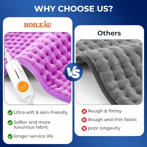 Boileau Electric Heating Pad for Back Pain & Period Cramps Relief, Large XL