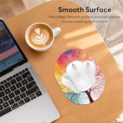 Oval Mouse Pad 6x8in Non-Slip for Laptop,Four Seasons Tree