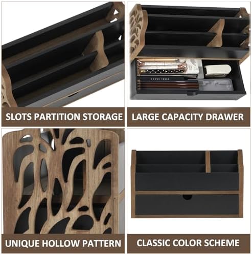 Desk Organizer with Drawer Wood File Office Mail Organizer Countertop