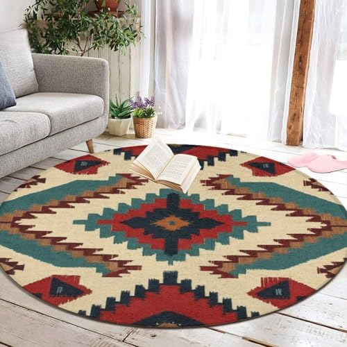 Circular Rugs Large Modern Round Area Rug Fashion Decor Mat for Home Office Native American Western Aztec
