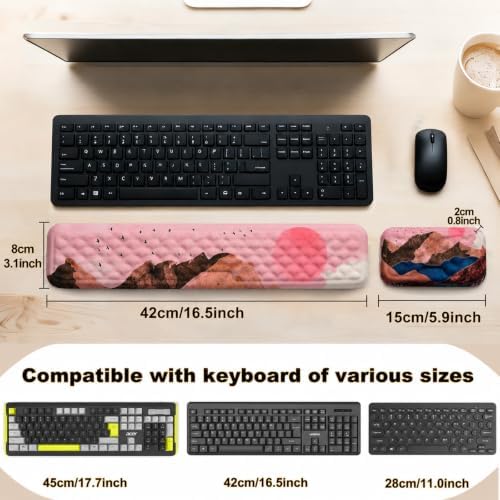 Keyboard Wrist Rest Mouse Wrist Support, Memory Foam Wrist Rest Pad for Computer Laptop, Ergonomic Wrist Cushion Support for Typing Pain Relief, Gaming Home Office, Sunrise