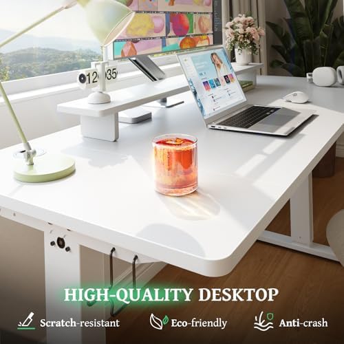 SIAGO Electric Standing Desk Adjustable - 63 x 24 Inch Sit Stand up Desk with Cable Management - 3 Memory Preset Adjustable Height Table