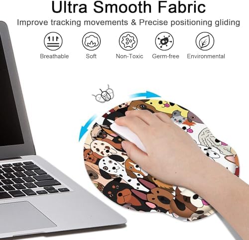 Britimes Ergonomic Mouse Pad with Wrist Support, Dogs Doodle