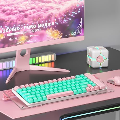 Ergonomic Computer Keyboard Stand - Adjustable Keyboard Riser Tilt Clear and Glitter Pink Acrylic Keyboard Tray Non-Slip Elevated Typing Key Board Holder Lift for Home Office Desk Accessories