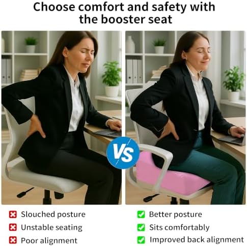 6" Extra Thick Memory Foam Office Chair Cushion – 2-Layer Booster Seat for Back & Tailbone Pain Relief, 18 x 16 x 6in Non-Slip Cushion with Carry Handle for Wheelchair, Car, and Airplane