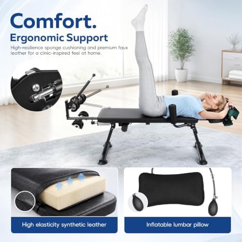 Spinal Decompression Table Electric Traction Machine for Neck and Back Pain Relief , Lumbar & Cervical Traction Bed, Remote Control Decompression Back Stretcher,880 Lbs Capacity