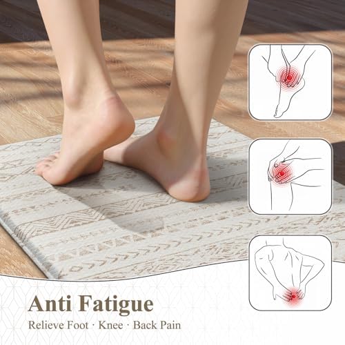 KIMODE Kitchen Mats Cushioned Anti Fatigue,Farmhouse Kitchen Rugs Sets of 2