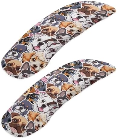 Cute Cartoon Dogs Printed Office Chair Arm Covers Set of 2, Soft Elastic Fabric Chair Arm Rest Covers, Stretchy Washable Office Chair Arm Covers for Desk Chairs Computer Chair