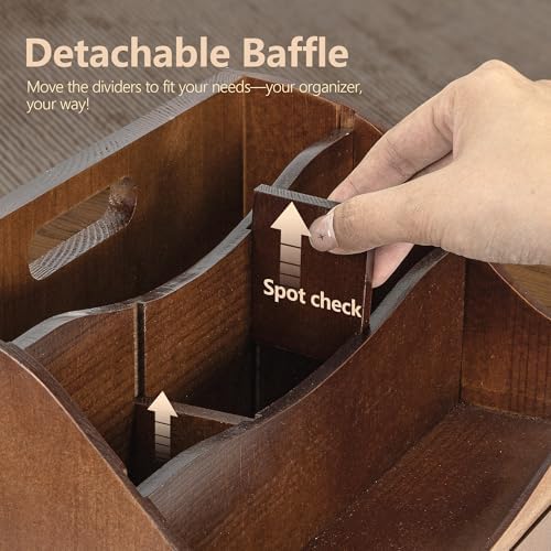 Rebee Vision Mail Organizer for Desk with 4-Slot for Home & Office, Brown