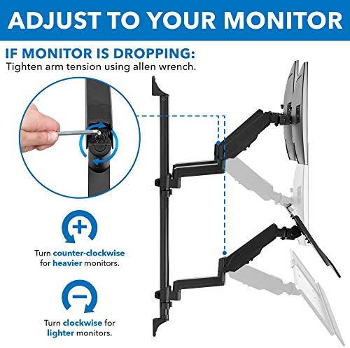 Mount-It! Dual Monitor Arm Wall Mount Workstation with Keyboard Tray & CPU Holder, Height Adjustable Gas Spring Full Motion Computer Station, Fits 17–32” VESA 75x75 100x100, Black