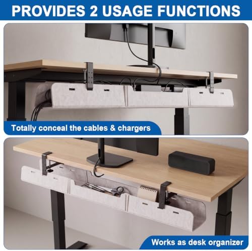 Chumia Under Desk Cable Management Tray No Drill, Beige, 48 Inch