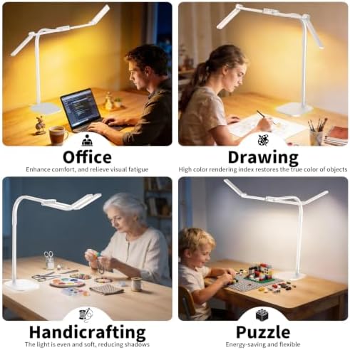 Omorepa 4 Light Bar Design Goose-Neck Desk Lamp with Base,24W Bright Led Tall Desk Light with Remote,Eye Care Reading Table Light for Desktop Working,Drafting,Reading
