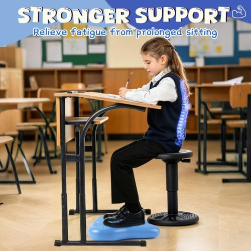 ADHD Tools for Kids Fimeetoy Wiggle Feet Cushion,Fidgets for Kids,Sensory Foot Cushion for Fidgety Feet,Quiet Fidget for Focus,Autism Special Education Classroom Must Haves,Balance Pad-Blue