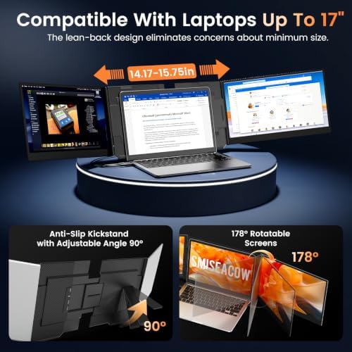 15.6" Laptop Screen Extender, 1080P FHD Ultra-Slim Triple Portable Monitor