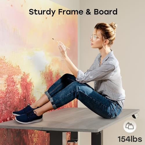 Electric Standing Desk, 48×24 Inch Home Office Desk, Grey