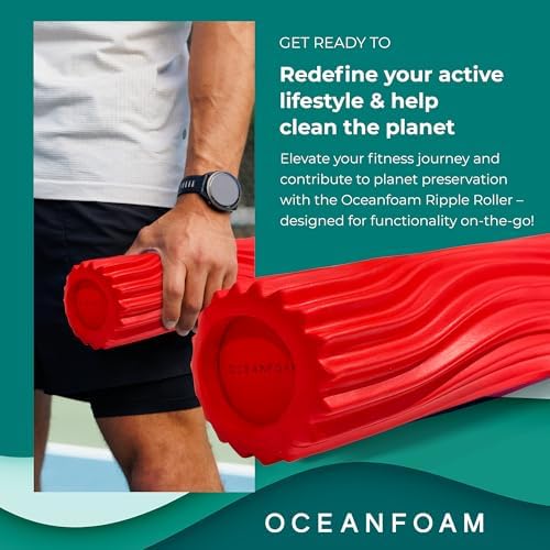 Oceanfoam Ripple Roller - Small Foam Roller for Physical Therapy (Red)