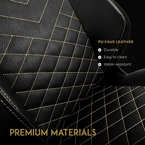 noblechairs Hero Gaming Chair/Office Chair with Lumbar Support, PU Faux Leather, Black/Gold