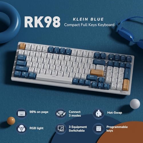 RK ROYAL KLUDGE RK98 Wireless Mechanical Keyboard, 3750mAh, 96% Layout