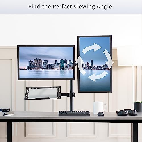 VIVO Laptop and Dual 13 to 27 inch LCD Monitor Stand up Desk Mount, Tall Adjustable Stand, Fits Laptops up to 17 inches, Black, STAND-V012J