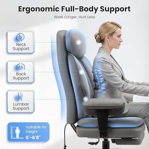 Ergonomic Office Chair with Lumbar Support, Big and Tall Comfy Desk Chair