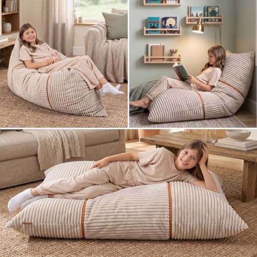 Big Joe Turnabout 3-in-1 Convertible Kids Bean Bag Chair, Vanilla Latte