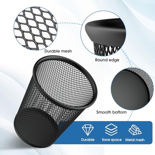MaxGear Pen Holder for Desk 2 Pack, Mesh Metal 5.4’’, Makeup Brush Holders