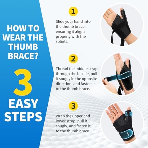 CAMBIVO Thumb Brace with Adjustable Straps, Breathable Wrist Support with Open-Palm for Arthritis, De Quervain's Tenosynovitis, Sprains, Fits Right or Left (Black, L/XL) (Pack of 2)