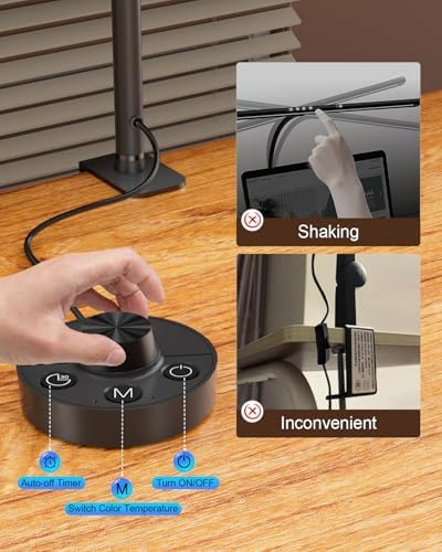 Desk Lamp Clamp Light 24W, Ultra Wide 4 Head Bars, 5 Color Modes Dimming, Multi-Screen Setup for Office, Architect, Black, Aluminum, Adapter Included